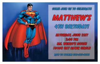 Set of 10 Superman Personalized Birthday Invitations H  