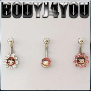 CUTE 14G SET OF 3 BETTY BOOP NAVEL BELLY BUTTON RINGS  