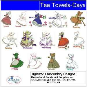   Embroidery Designs   Tea Towels Days(1) Arts, Crafts & Sewing