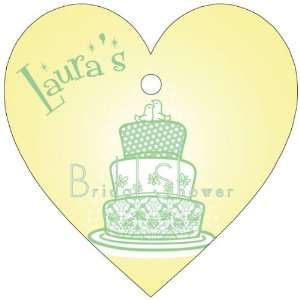 Baby Keepsake: Yellow Wedding Cake Design Heart Shaped Personalized 