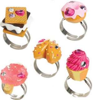 Sweet Treat Adjustable Rings Cupcake Donut Cotton Candy Smores party 