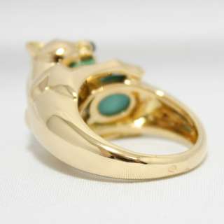 AUTH CARTIER 18K YELLOW GOLD PANTHER PANTHERE VEDRA TURQUOISE RING 54