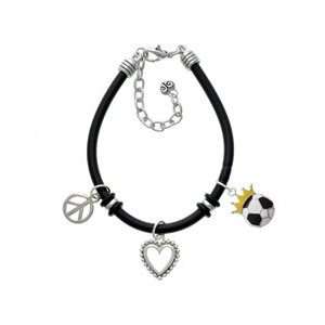   Soccerball   Crown Black Peace Love Charm Bracelet [Jewelry] Jewelry