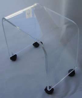 Clear Acrylic Lucite ROLLING TABLE / VANITY Bench  