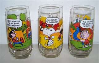 Vintage McDonalds Camp Snoopy Peanuts Drinking Glasses PERFECT 