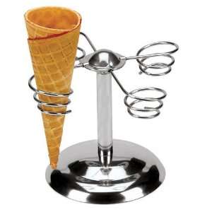  Stainless Steel Coiled Ice Cream Cone Holder, Holds 4 