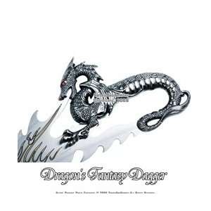   Wyvern Fantasy Dagger Sword Flame Blade & Stand