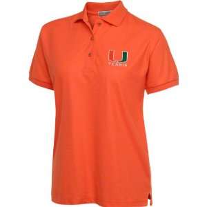  Miami Hurricanes Womens Orange Tennis Polo Shirt Sports 