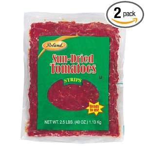 Roland Sun Dried Tomatoes, Strips, 2.5 Pound Bags (Pack of 2)