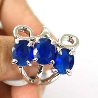   Blue Agate Gemstone 18K GP Diamante Zircon CZ Ring Jewelry  