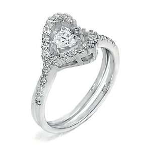 com (A3RSZ9092) Jewel Inside My Heart   Silver Wedding Ring Set / Two 
