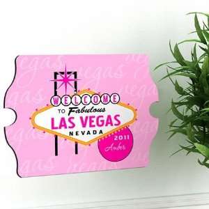   Personalized Pink with White Script Vegas Vintage Sign