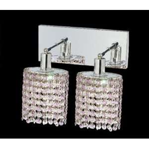 Mini 2 Light Oblong Canopy Ellipse Wall Sconce in Chrome Crystal Color 