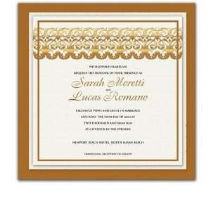  250 Square Wedding Invitations   Ornamental Lust in Gold 