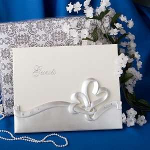 Reception Guestbook 9.5 x 6 Inch, Interlocking hearts design wedding 