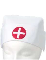 White Cotton Costume Nurse Hat Red Cross Uniform Cap