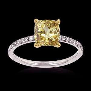   50 ct. yellow canary cushion cut diamonds ring gold 