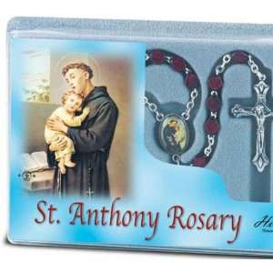 St. Anthony Brown Wood Beads Deluxe Specialty Rosary, Parton Saint of 